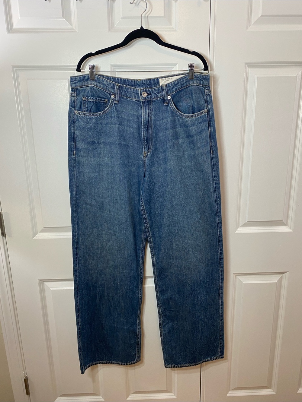 NWT rag & bone Lori Mid-rise Wide Leg Blue Denim Jeans